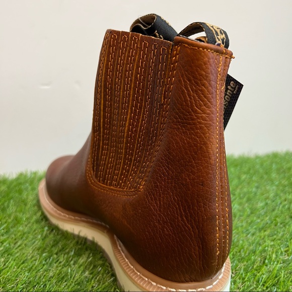 Men's Best Half Work Boots Pull On Leather Tan Botin Trabajo oil Water Resistant - Picture 10 of 10